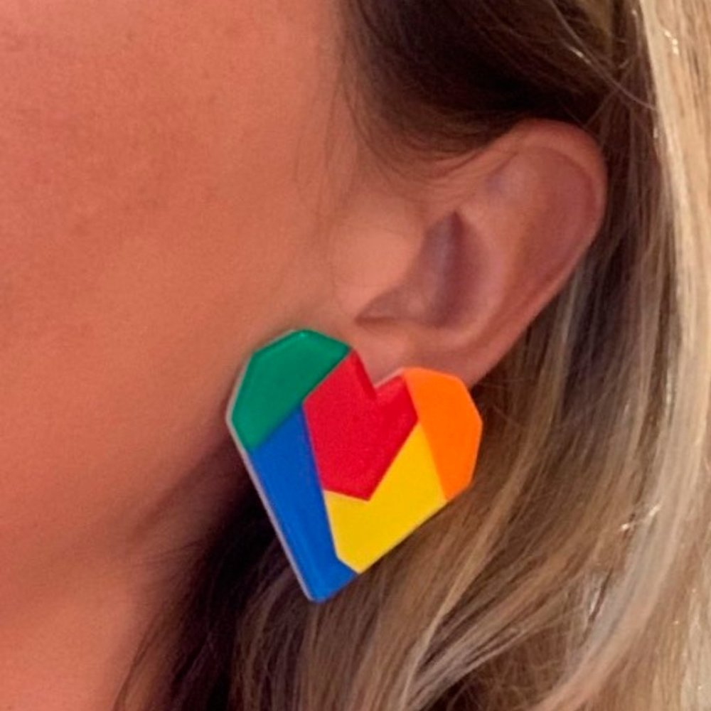 One of a Kind - Pride Rainbow Heart Stud Earrings